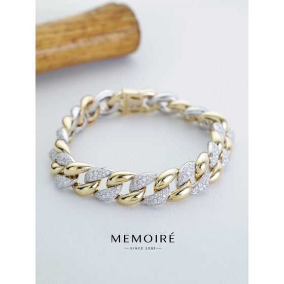 MEMOIRE 14K Two-Tone Lab Grown Diamond Cuban Bracelet
