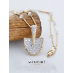 MEMOIRE 14K Yellow Gold Full Pave Diamond Key Necklace thumbnail 1