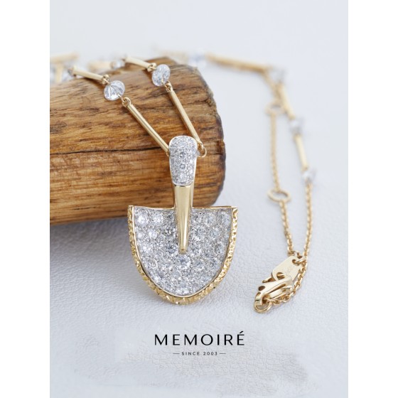 MEMOIRE 14K Yellow Gold Full Pave Diamond Key Necklace