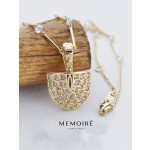 MEMOIRE 14K Yellow Gold Full Pave Diamond Key Necklace thumbnail 4