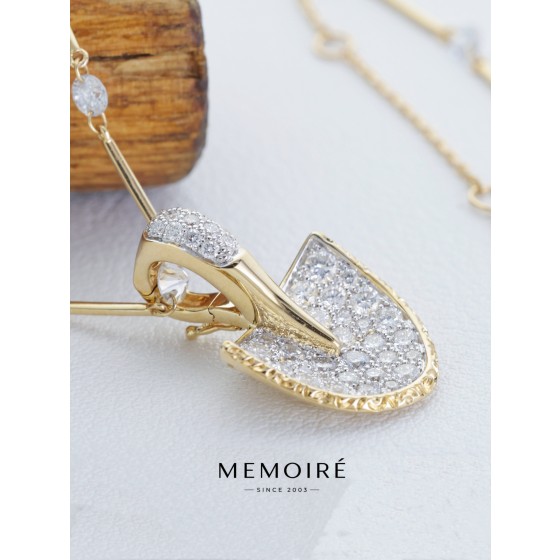 MEMOIRE 14K Yellow Gold Full Pave Diamond Key Necklace