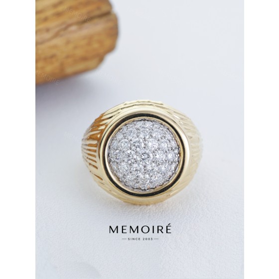 MEMOIRE 14K Yellow Gold Full Pave Lab Grown Diamond Signet Ring