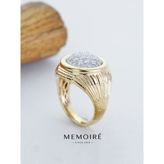 MEMOIRE 14K Yellow Gold Full Pave Lab Grown Diamond Signet Ring