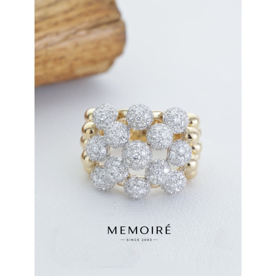 MEMOIRE 14K Yellow Gold Multi-Row Full Pave Lab Grown Diamond Ring