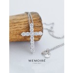 MEMOIRE 14K White Gold Lab Grown Diamond Cross Pendant Necklace thumbnail 1