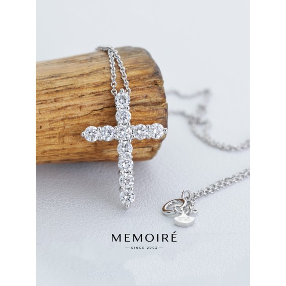 MEMOIRE 14K White Gold Lab Grown Diamond Cross Pendant Necklace