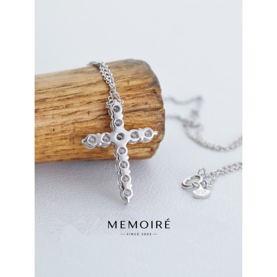 MEMOIRE 14K White Gold Lab Grown Diamond Cross Pendant Necklace