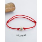 MEMOIRE 14K Yellow Gold Lab Grown Sapphire Red String Bracelet thumbnail 1
