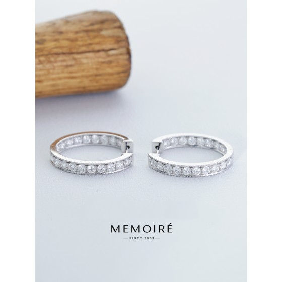 MEMOIRE 14K White Gold Lab Grown Diamond Hoop Earrings