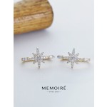 MEMOIRE 14K Yellow Gold Starburst Lab Grown Diamond Asymmetrical Earrings thumbnail 1