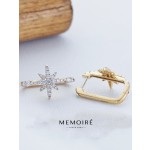 MEMOIRE 14K Yellow Gold Starburst Lab Grown Diamond Asymmetrical Earrings thumbnail 4
