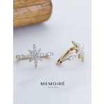 MEMOIRE 14K Yellow Gold Starburst Lab Grown Diamond Asymmetrical Earrings thumbnail 3