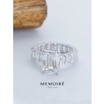MEMOIRE 14K White Gold Emerald Cut Lab Grown Diamond Halo Engagement Ring thumbnail 1