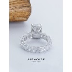 MEMOIRE 14K White Gold Emerald Cut Lab Grown Diamond Halo Engagement Ring thumbnail 2