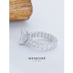 MEMOIRE 14K White Gold Emerald Cut Lab Grown Diamond Halo Engagement Ring thumbnail 4