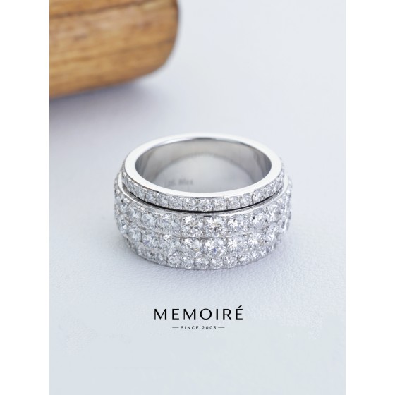 MEMOIRE 14K White Gold Multi-Row Pave Lab Grown Diamond Wide Band