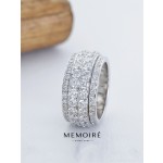 MEMOIRE 14K White Gold Multi-Row Pave Lab Grown Diamond Wide Band thumbnail 4
