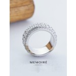 MEMOIRE 14K White Gold Multi-Row Pave Lab Grown Diamond Wide Band thumbnail 2