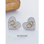 MEMOIRE 14K Two-Tone Gold Heart Lab Grown Diamond Stud Earrings thumbnail 1