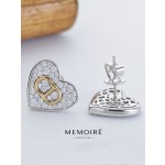 MEMOIRE 14K Two-Tone Gold Heart Lab Grown Diamond Stud Earrings thumbnail 4
