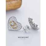 MEMOIRE 14K Two-Tone Gold Heart Lab Grown Diamond Stud Earrings thumbnail 3