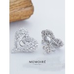 MEMOIRE 14K White Gold Open Heart Lab Grown Diamond Stud Earrings thumbnail 2