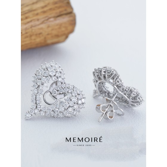 MEMOIRE 14K White Gold Open Heart Lab Grown Diamond Stud Earrings