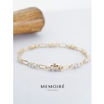 MEMOIRE 14K Yellow Gold Paperclip Lab Grown Diamond Chain Bracelect thumbnail 1