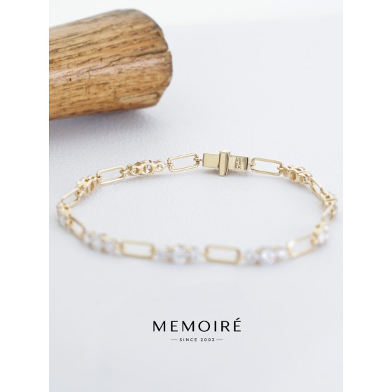 MEMOIRE 14K Yellow Gold Paperclip Lab Grown Diamond Chain Bracelect