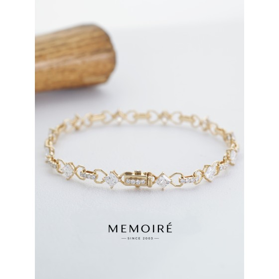 MEMOIRE 14K Yellow Gold Heart Link Lab Grown Diamond Tennis Bracelet