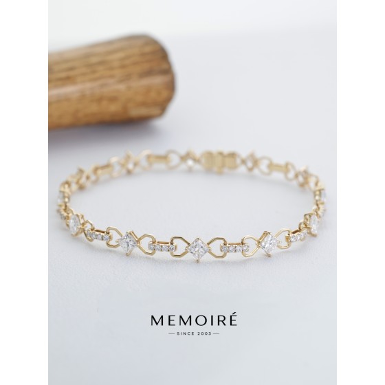 MEMOIRE 14K Yellow Gold Heart Link Lab Grown Diamond Tennis Bracelet