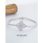 MEMOIRE 14K White Gold Clover Lab Grown Diamond Tennis Bracelet thumbnail 1