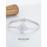 MEMOIRE 14K White Gold Clover Lab Grown Diamond Tennis Bracelet thumbnail 2