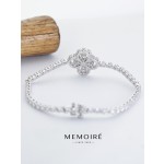 MEMOIRE 14K White Gold Clover Lab Grown Diamond Tennis Bracelet thumbnail 3