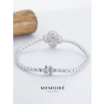 MEMOIRE 14K White Gold Clover Lab Grown Diamond Tennis Bracelet thumbnail 4